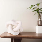 Wood Chain Link Decor-3 Link Wood Knot Decor Hand Carved Coffee Table Decor Farmhouse Rustic Shelf Decor Boho Modern Simplicity Decorative Objects for Living Room Bedroom Decorations (White)