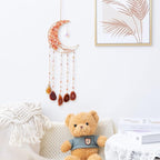Agate Moon Dream Catchers with Crystal 7 Chakra Gemstone Dream Catchers Color Natural Gem Agate Wall Hangings Room Garden Dreamcatchers Decor (Orange)