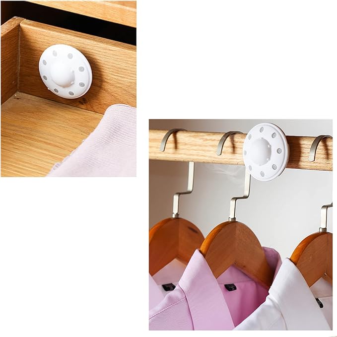 6 Pack Moth Ball Case with Adhesive Wall Sticker, Refillable Case for Moth Repellent Balls, Closet Clothes House Drawers Hanger Moth Block Case, 6cm Diameter, White, 6 Count (Pack of 1)