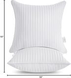 Oubonun 16 x 16 Throw Pillow Inserts, Firm and Fluffy Decorative Square Pillows for Couch Bed Sofa with Soft Cotton Cover White Cushion with Down Alternative Pack of 2