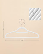 SONGMICS Velvet Hangers, Set of 50 Clothes Hanger with Rose Gold Swivel Hook, Non-Slip, and Space-Saving, 0.2-Inch Thick, 17.1-Inch Long for Coat, Shirt, Dress, Pants, Tie, Cloud White UCRF021W02