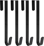 Sattiyrch 12" Wreath Hanger for Front Door,Steel Over The Door Hanger Hook,Wreath Door Hanger (Black,4)