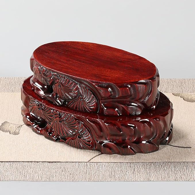 GOLDY&WENDY Round Rosewood Solid Wood Carved Display Stand Pedestal Base