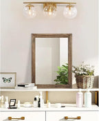 AAZZKANG Rustic Wood Mirror Rectangle Decorative Wall Mirrors with Frame for Bedroom Living Room Bathroom Entryway Hanging Small Brown