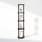 Furinno Turn-N-Tube Storage Shelves, 5-Tier Book Shelf, Corner Shelf, Toolless Open Shelves, for Organization and Storage, Living Room, Home Office, Hallway, Bedroom, Amber Pine