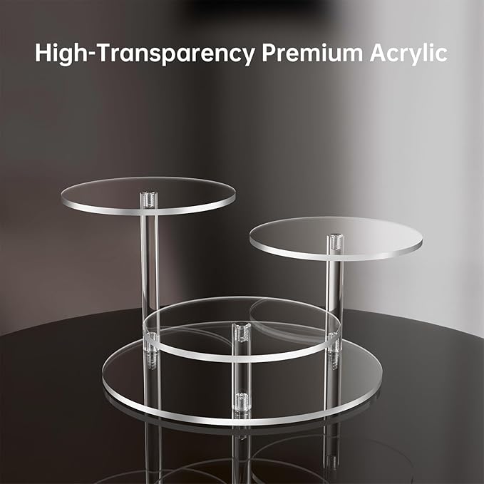 NiHome Clear Acrylic Display Stand for LEGO Botanical Collection Sets, Multi-Tier Showcase Figurine Display Shelf Riser for Collectibles and Room Decor, Perfume Riser Holder, Tabletop Plant Stand,2PCS