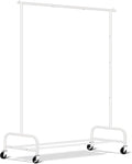 SLEEPING LAMB Heavy Duty Clothes Racks for Hanging Clothing Rack, 43" Wide Rolling Garment Rack Metal Wardrobe Rack with Wheels Closet Hanger Rack for Coats, Shirts, Dress, (White)