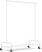 SLEEPING LAMB Heavy Duty Clothes Racks for Hanging Clothing Rack, 43" Wide Rolling Garment Rack Metal Wardrobe Rack with Wheels Closet Hanger Rack for Coats, Shirts, Dress, (White)