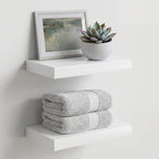 Homeforia White Floating Shelf 12 inch, High End Solid Real Wood Small 12inch Floating Shelves for Wall Mounted, White Wooden 12 in Floating Shelves, Heavy Duty Bracket, 12 X 6.5 X 1.75 inch, Set of 2