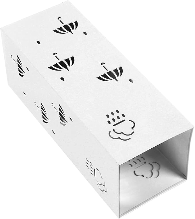 GLOGLOW Nan Metal Umbrella Stand, Carbon Steel, Stylish and Durable Umbrella Holder Bin for Entryway, Home, Office Spaces with 42x16x16cm Ornament (White)