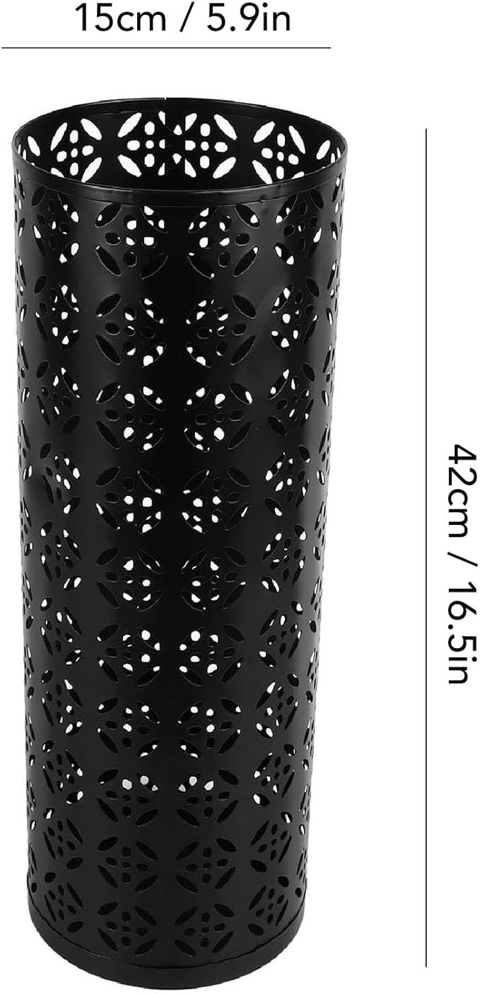 Umbrella Stand, Metal Umbrella Holder, Indoor Umbrella Rack Organizer with Hollow Design, Umbrella Storage for Entryway, Office, Home (Black)