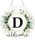 Monogram Letter D Wreaths for Front Door Wreath Wooden Welcome Sign for Front Door Decor Floral Family Last Name Initial House Warming Spring Summer Porch Rustic Wall Home Kitchen Boho Decorations