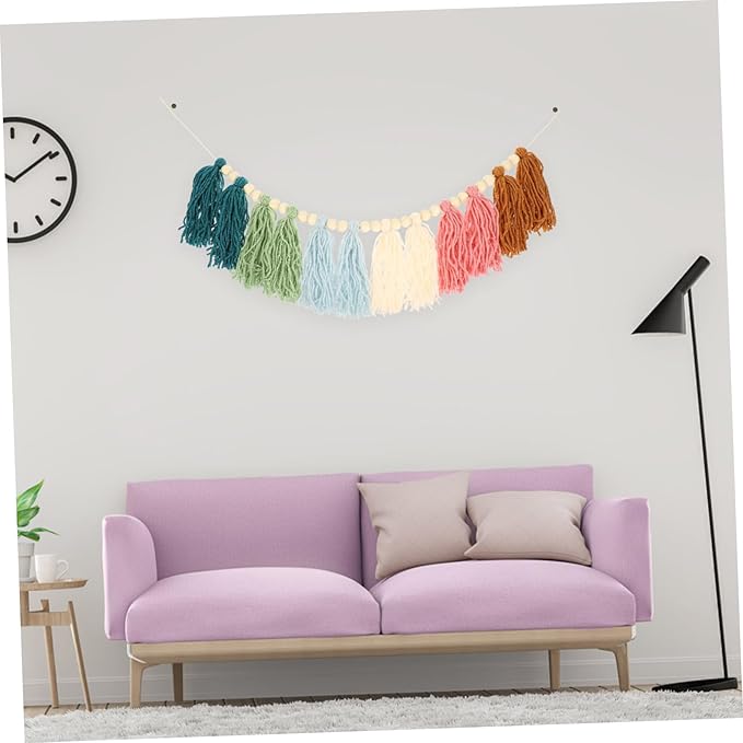 ORFOFE Handmade Bead Yarn Tassel Wall Pendant Chic Decorative Wall Decor for Home Elegant Indoor Adornment Versatile Hanging Decor for Housewarming