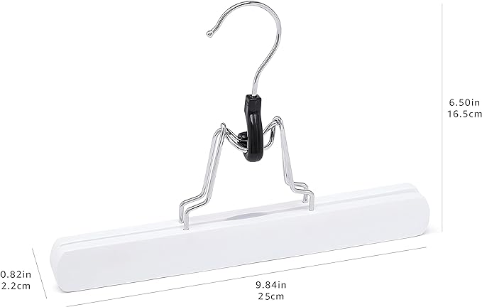 Amazon Basics Wooden Pants Hangers - White, (Pack of 60)