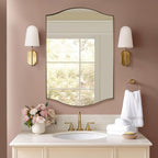 ANDY STAR Gold Bathroom Mirror, 24"x36" Brushed Brass Scalloped Wall Mirror in Stainless Steel Metal Frame, Unique Vanity Mirror with Modern Curved Edge Design, Ideal for Bathroom, Bedroom, Entryway