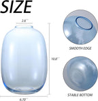 Blue Glass Vase, Large Glass Vase for Flowers, Tall Flower Vases, Modern Round Vases for Living Room, Bedroom, Kitchen, Mantle, Shelf, Wedding, Office, Entryway, 10 Inches