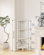 IBUYKE 4 Tier Corner Shelf Stand,Industrial Corner Display Rack,Corner Bookshelf for Living Room, Bedroom, Kitchen, Home Office, White WBC014W
