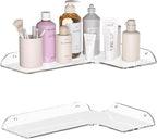 Sezanrpt 8x11.8 Inch Clear Corner Shelf Wall Mount Set of 2, Acrylic Corner Floating Shelves, Wall Organizer Shelf for Bathroom, Kitchen, Bedroom, Living Room, Dining Room, Office
