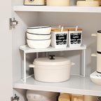 Stackable Metal Kitchen Cabinet Organizer,Kitchen Corner Shelf with Non-Slip Mat,Bathroom Organizer,Storage Shelf for Cabinet/Bathroom/Countertops/Utensils