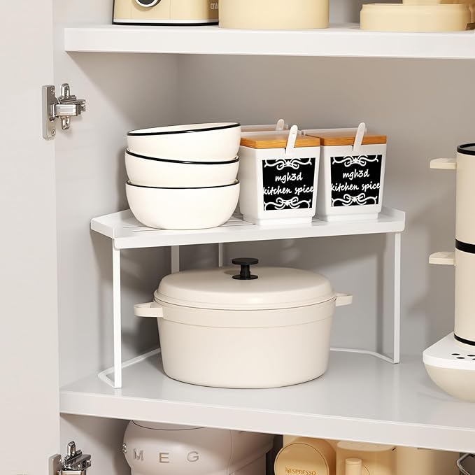 Stackable Metal Kitchen Cabinet Organizer,Kitchen Corner Shelf with Non-Slip Mat,Bathroom Organizer,Storage Shelf for Cabinet/Bathroom/Countertops/Utensils