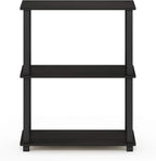 Furinno TURN-S-TUBE Storage Shelves, 3-Tier Book Shelf, Corner Shelf, Toolless Open Shelves, for Organization and Storage, Living Room, Garage, Home Office, Espresso