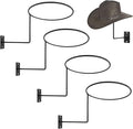 Pack of 4 Metal Hat Holder Wall Mounted Cowboy Hat Rack Hat Hanger for Wall Display, Cowboy Hat Holder Organizer Multifunctional Organizer Display Rack for Cowboy Hat, Cap, Wigs (Black)