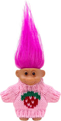 Retro Vintage Lucky Troll Dolls Assorted Hair Colors Chromatic Adorable for Collections, School Project, Arts and Crafts, Party Favors (Pink)