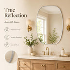 USHOWER Silver Oval Arch Bathroom Mirrors for Over Sink, 30x40 Inch Bathroom Vanity Mirror for Bathroom, Bedroom, Vanity, Entryway, Aluminium Frame, Anti-Rust, Modern Wall Decor
