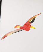 WitnyStore Wooden Bird Mobile 24" Red Hoopoe Woodpecker Hand Made Painted Wood Flapping Wing Birds Hanging Ceiling Decor Wind Chimes Handcrafted Art Animal Decorative Collectible Décor Gifts Souvenirs