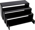 ELEGANTLIFE Acrylic Display Risers Set of 4, 4-Level Tiered Display Stands for Cupcakes, Small Figures & Jewelry, Compact Countertop Display Shelf, Multiple Colors Available (Black)