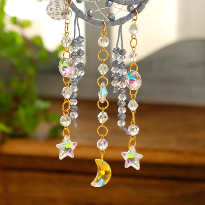 Artilady Dream Catcher for Girls - Butterfly Small Moon Dream Catchers with Crystals Cute Room Decor for Teen Girls Boys Boho Bedroom Wall Home Decorations Birthday Christmas Women Gifts