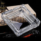 Handmade Glass Ashtray, Ashtray Ash Holder for Indoor or Outdoor Patio Desktop Office Smokers, Ash Tray for Tabletop Home Office Decor (Crystal, XL)