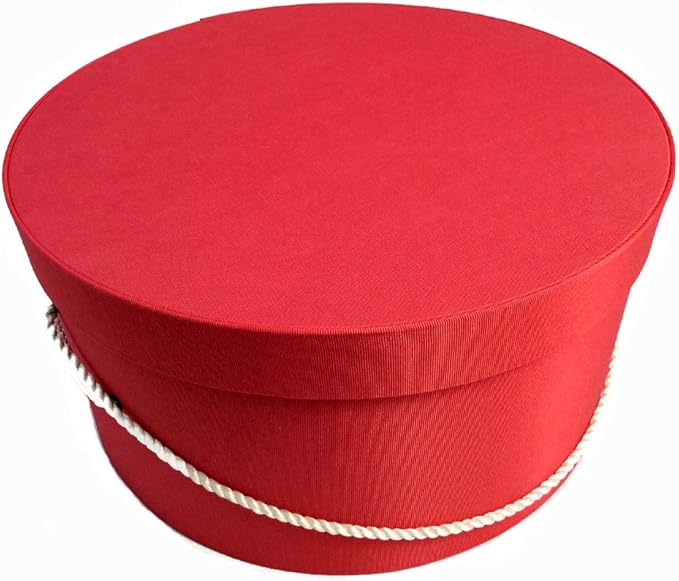Sarah's Hat Boxes Classic Coral Hat Box – 16.75" x 8.5" (Dia. x Ht.) Handmade in USA – Odorless Non-Toxic Adhesive, Cording Handle – Premium Storage for Hats & Accessories