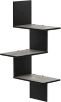 Furinno Rossi Wall Mounted Shelves 3-Tier Rectangle French Oak Grey/Black