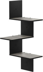 Furinno Rossi Wall Mounted Shelves 3-Tier Rectangle French Oak Grey/Black