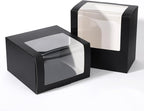 20pcs Hat Boxes for Men Black Hat Gift Box with Window Display Box for Hats Storage Containter,Paper Hats Display Case Fold Box Packing Box for Baseball Caps,Dad Caps,Billed Cap(7.87" x 7.87" x 4.72")