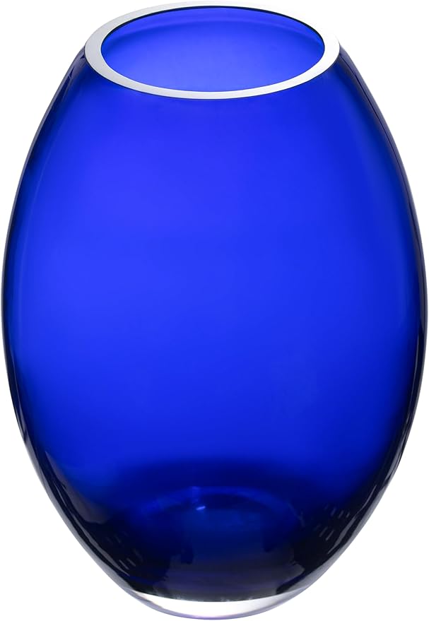 Barski Glass - Handmade - 12" H - (12 inches High) - Barrel Vase - Cobalt Blue - Made in Europe