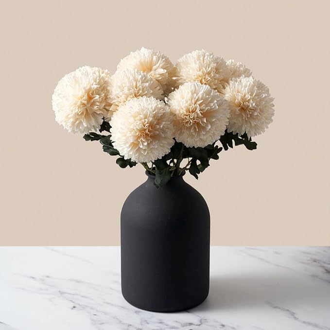 SilkSerenade Large Black Matte Flower Vase for Bedroom Kitchen Living Room Table, Contemporary Farmhouse Decorative Arlo Flowers Iron Vases, Rustic Tall Earthy Wabi Sabi Modern Centerpieces Home Decor