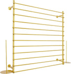 12-Tier Wall Mounted Scarf Rack, Scarf Display Rack, Towels Storage Hanger, Commercial Hijab Scarf Holder Organizer Space Saving for Retail Stores, Boutiques, Home (Gold, 47in Width)