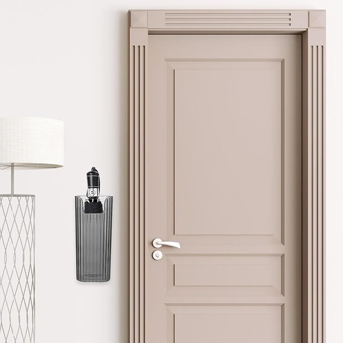 HOMSFOU Wall Mounted Umbrella Storage Holder 7.12X3.22X3.18In Punch Free Organizer for Entryway and Hallway Space Saving Indoor Umbrella Stand and Cane Holder