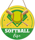 HSNBT Softball Decor for Girls Bedroom, Softball Sign Decor for Home Front Door Bedroom Porch Sport Wall Hanging Signs Decorations Gift for Softball Player Girl, Softball Life