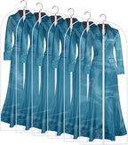 Garment Bag Clear for Long Dress (24'' x 60'' Set of 6) Clothing Suit Bags for Closet Storage Wedding Dress Garment Bags with Zipper Gown Garment Cover for Long Dresses