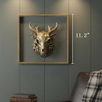 JJALIGHTS Exquisite Resin Animal Head Wall Sculpture (Gift Metal Frame) - Imitation Copper Vintage Decor for Living Room, Bedroom & Office | Decorative Wall Hanging Art (Wendigo)