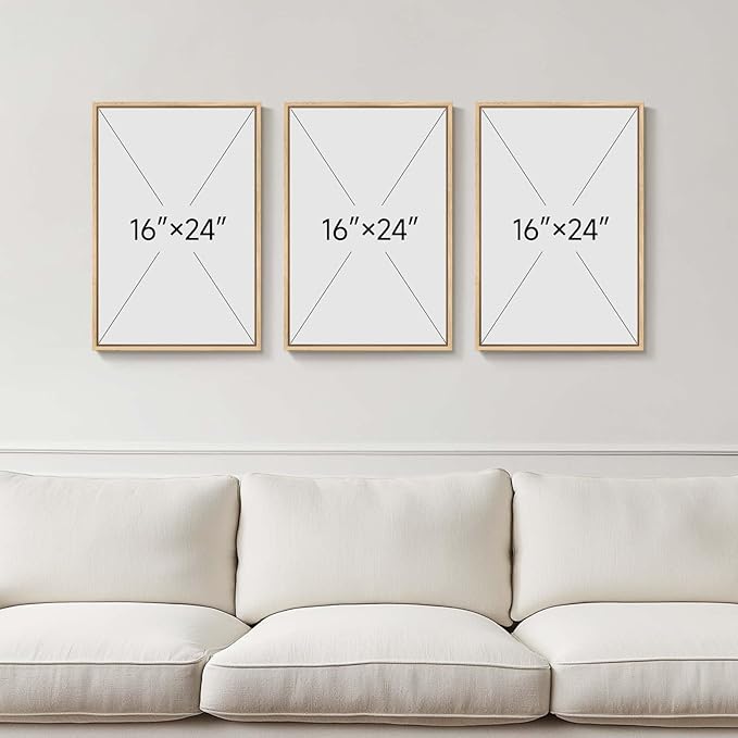 Framed Vintage Matisse Wall Art, Large Set of 3 Piece Colorful Canvas Artwork for Walls, Matisse Retro Landscape Paintings Prints Pictures for Living Room Bedroom Hallway Office Wall Decor 16x24