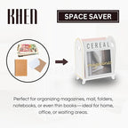 Khen Acrylic Magazine Rack Holder & Gold Trim - 12.40" x 10" x 4.49" - Crystal Lucite Clear - Shatterproof - Open Top - Space Saver - For Magazines, Publications, Office Desk, Reception, Waiting Room