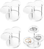 QWORK Mini 3-Tier Clear Acrylic Display Risers – Small Jewelry & Figurine Stand for Home, Storefront & Exhibits, 4 Pack
