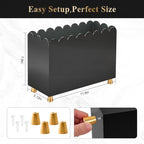 Acrylic Magazine Holder, Magazine Rack Floor,Sleek Black Stylish Organizer with Luxe Gold Metal Feet and Wave Edge Design Space Saving Storage for Books Newspapers Office Supplies,Home Office(Black)