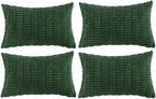 Fancy Homi 4 Packs Decorative Throw Pillow Covers for Living Room Couch Bed, Modern Farmhouse Boho Home Décor Accent Cushion Case, 20" x 12", Dark Green