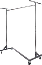 Econoco Commercial Garment Rack - Rolling Clothes Rack, Heavy Duty (Z Rack with Garment Cover, Black)
