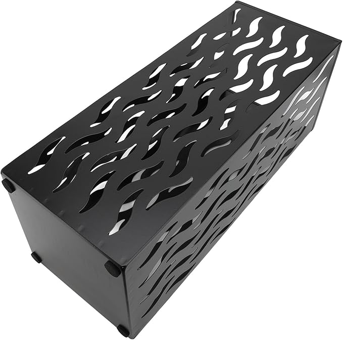 Metal Umbrella Holder, Hollow Out Design rectangular Umbrella Rack Stand, Entryway Umbrella Stand Rectangular Canes Walking Stick Storage Bin for Home Office Decor (Black)